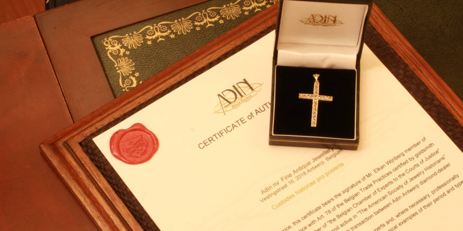 White gold rose cut diamond jeweled cross, estate jewelry
